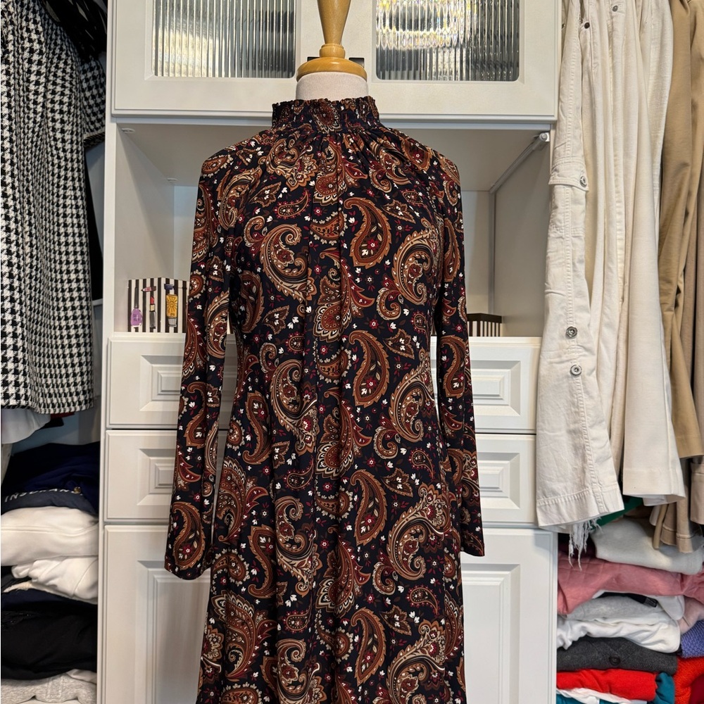 Elegant Paisley Long Sleeve Dress